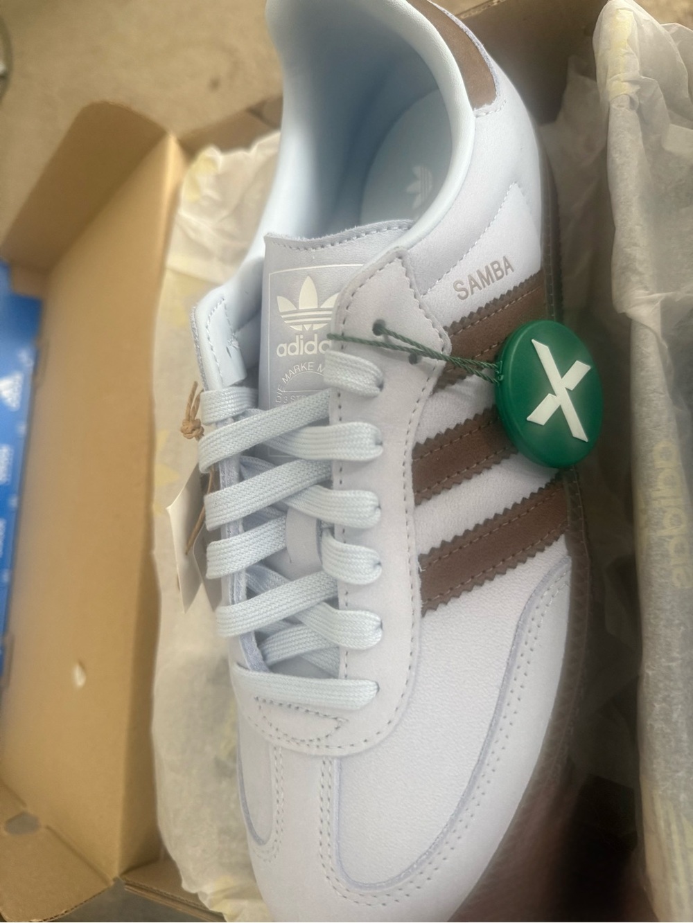 Adidas Samba Women’s Earth Sky Sneakers with Brown Three Stripes - Picture 2 of 4
